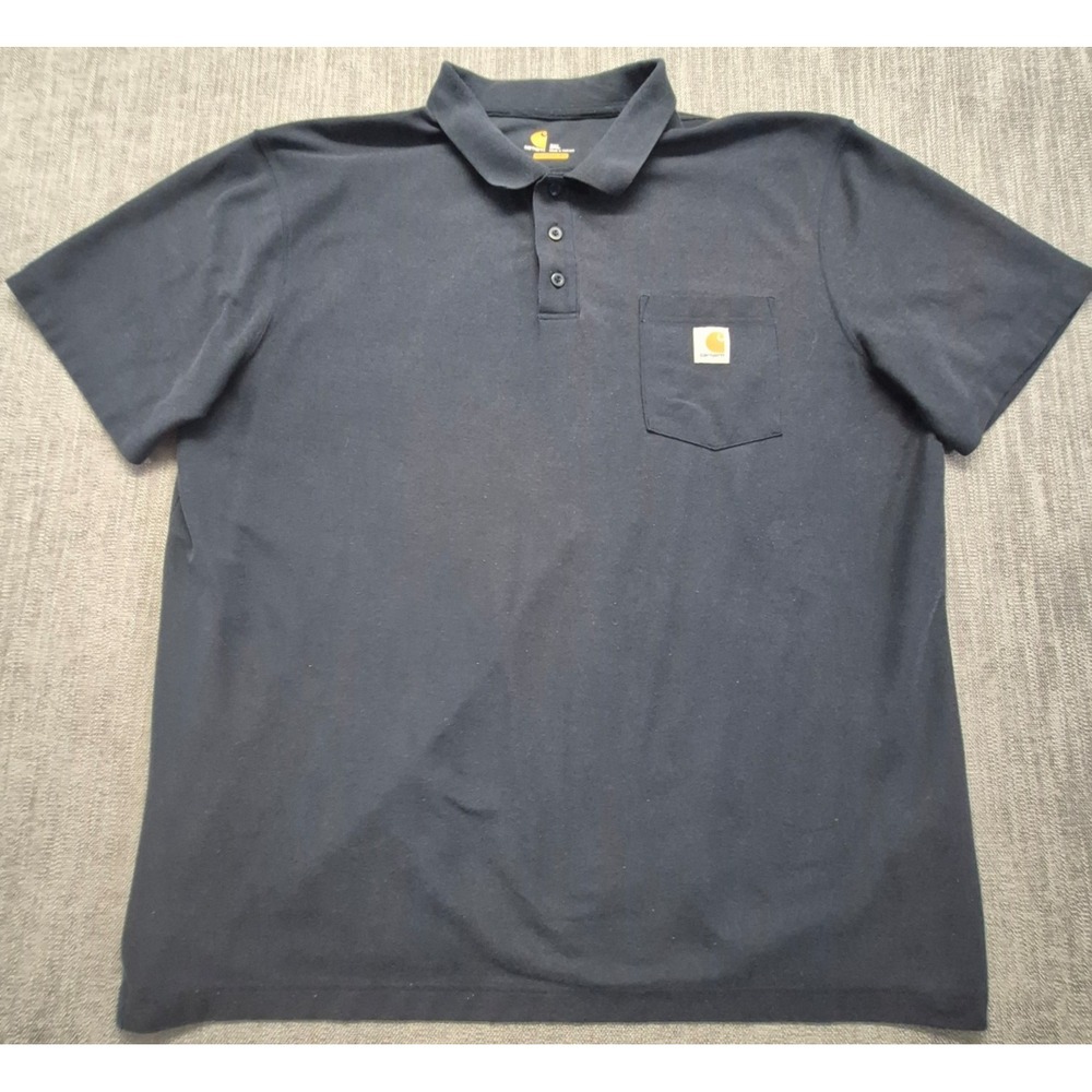Carhartt K570 Men's 2XL Navy Blue Original Fit Pocket Polo Shirt workwear logo